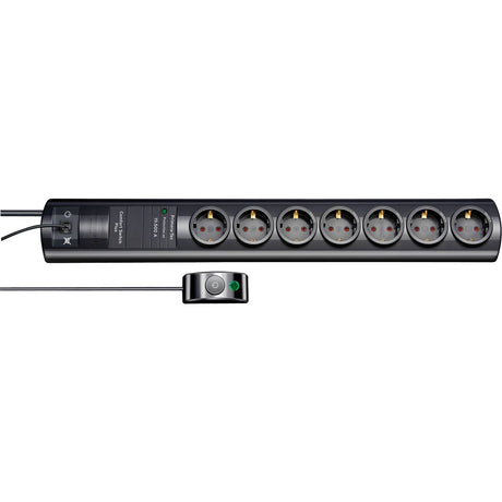 Brennerstuhl Primera-Tec Comfort Switch Plus 19.500A strømskinne med overspændingsbeskyttelse 7-vejs sort 2m H05VV-F 3G1.5 2 permanente, 5 omskiftelige