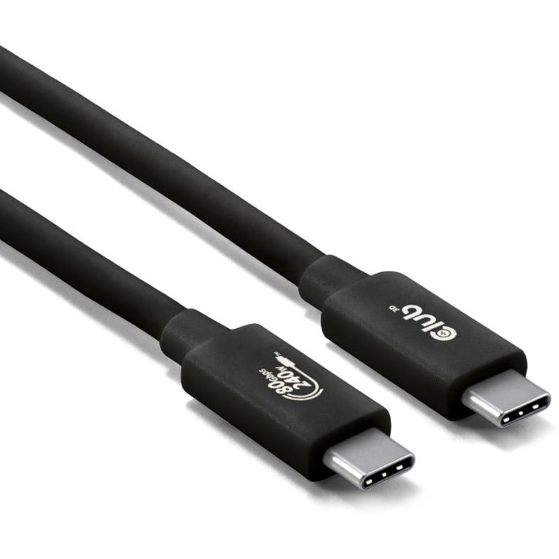 Club 3D USB-C 80 Gbps certificeret 240W 8K 240Hz kabel (sort, 1,2m)