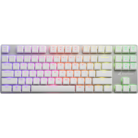 Sharkoon purewriter tkl rgb mekanisk gaming tastatur (hvid, us layout (qwerty), kailh blue, 80% (tkl), rgb lysdioder)