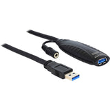 Delock USB 3.0 aktivt forlængerkabel (sort, 10 meter)