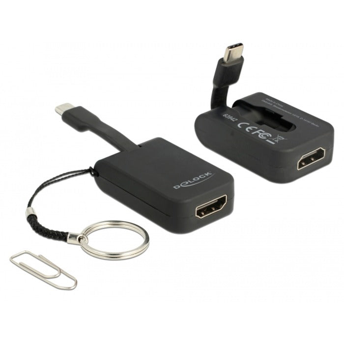 Delock USB-C > HDMI-adapter nøglering (sort, 4k 30hz)