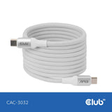 Club 3D USB-C magnetisk spole 240W PD3.1 hvidt kabel, 2 meter kabel (hvid)