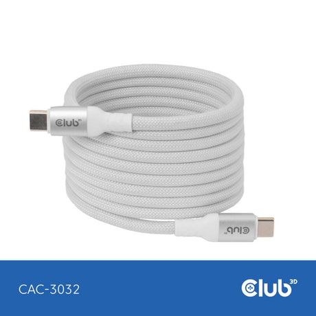 Club 3D USB-C magnetisk spole 240W PD3.1 hvidt kabel, 2 meter kabel (hvid)