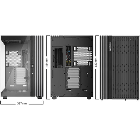 Vær stille! lys base 900 dx stort tårnhus (sort | 2x USB-A | 1x USB-C | RGB | vindue)