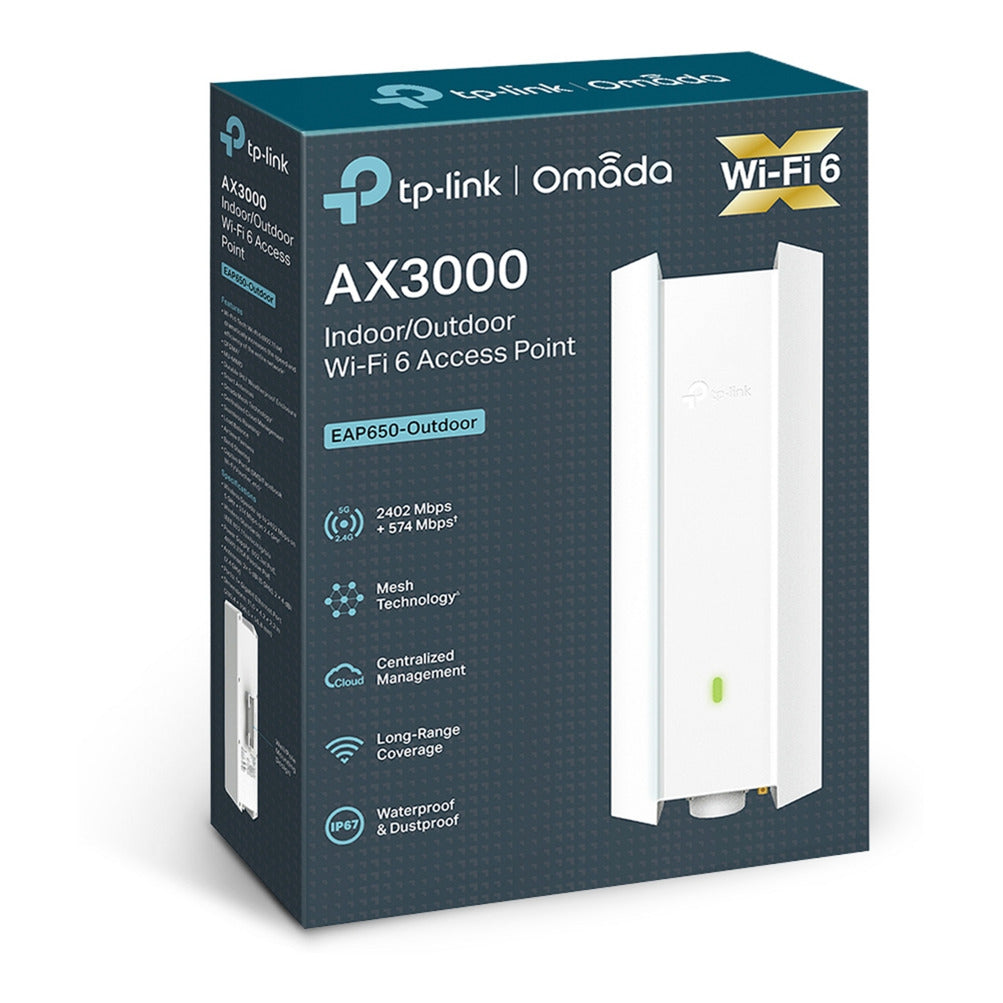 Tp-link omada eap650-outdoor ax3000 wifi 6 adgangspunkt (hvid, poe)