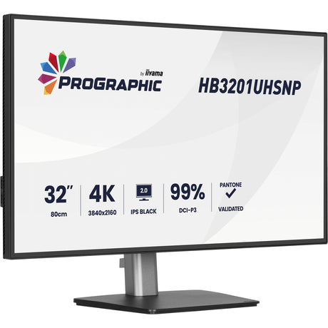 Iiyama prographic hb3201uhsnp-b1 31.5 4k uhd-skærm (sort (mat), hdmi, displayport, usb-c, lyd)