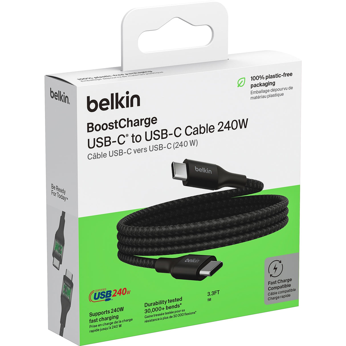 Belkin boost charge USB-C > USB-C-kabel (sort, 1 meter, 240 W)