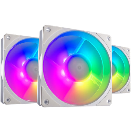 Cooler master mobius 120p argb 120x120x25 kabinetventilatorer (hvide, 3 stykker, 120 x 120 x 25 mm, pwm)