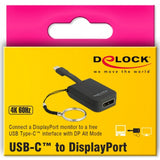 Delock USB-C > displayport adapter nøglering (sort, 4k 60hz)