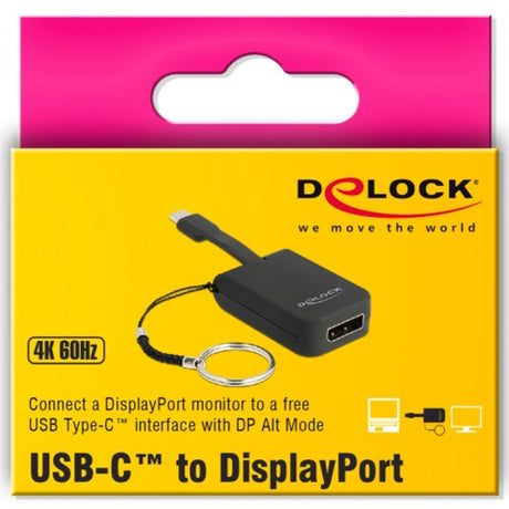 Delock USB-C > displayport adapter nøglering (sort, 4k 60hz)