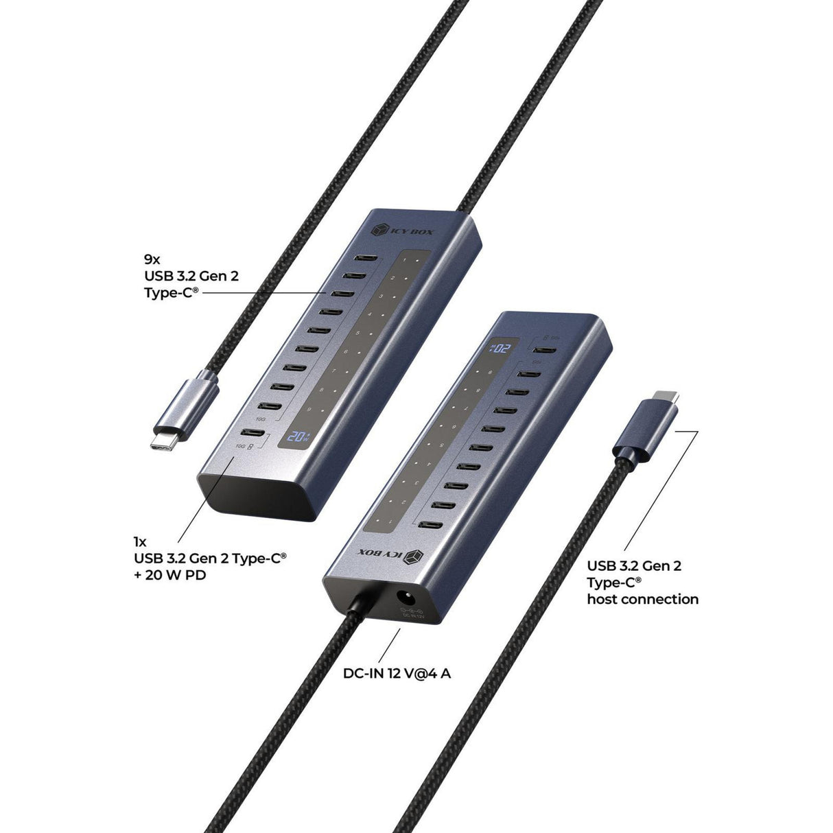 Icy box ib-hub1450-c31 usb hub (antracit)