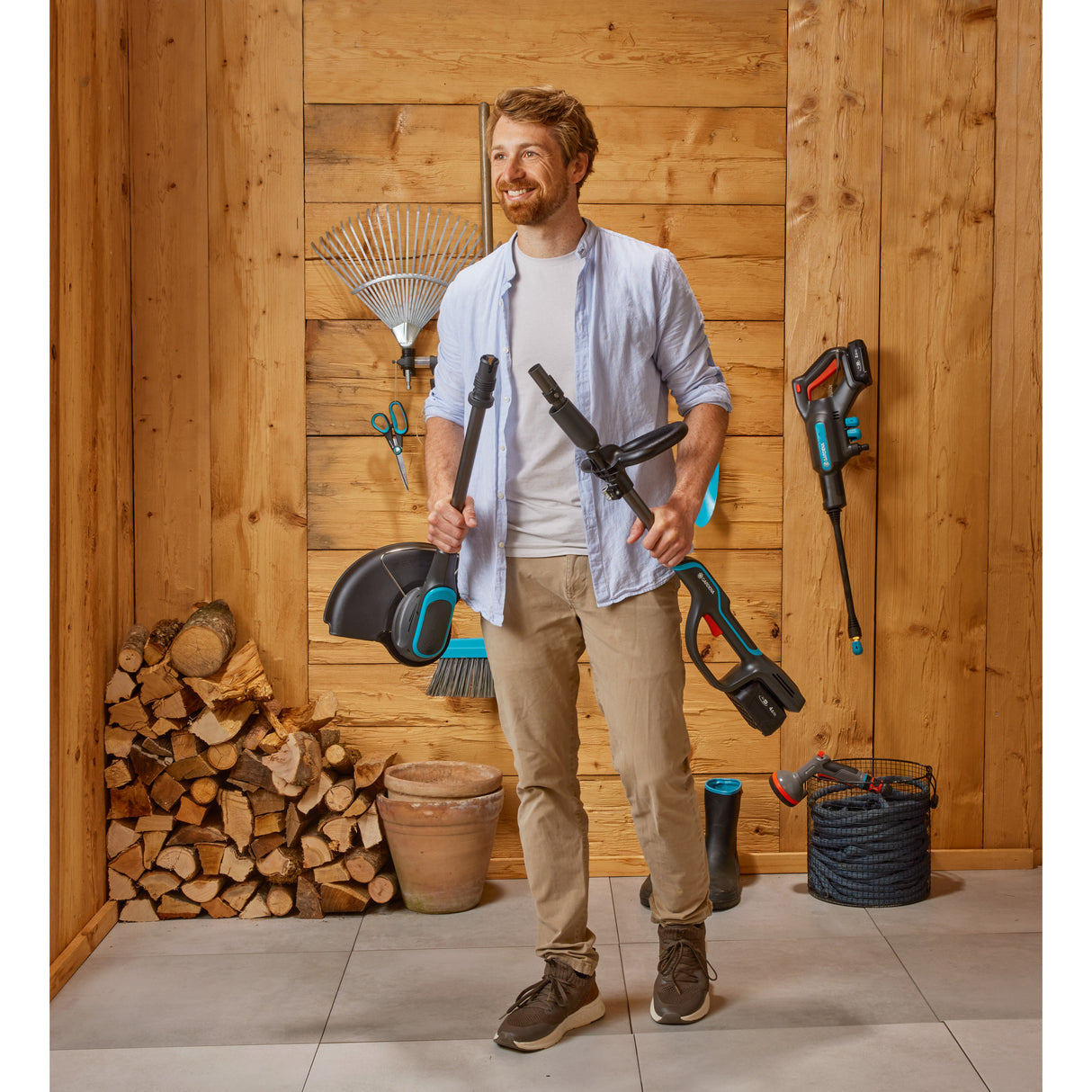 Gardena powertrim 30 18v græstrimmer (grå turkis, batteri og oplader medfølger ikke)