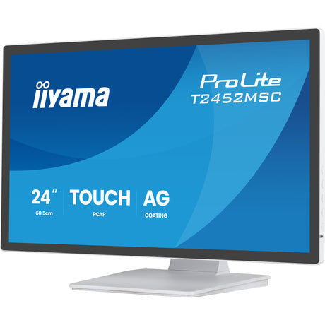 Iiyama prolite t2452msc-w2ag 24 touchscreen-skærm (hvid, 120 Hz, HDMI, displayport, lyd, USB, touch)