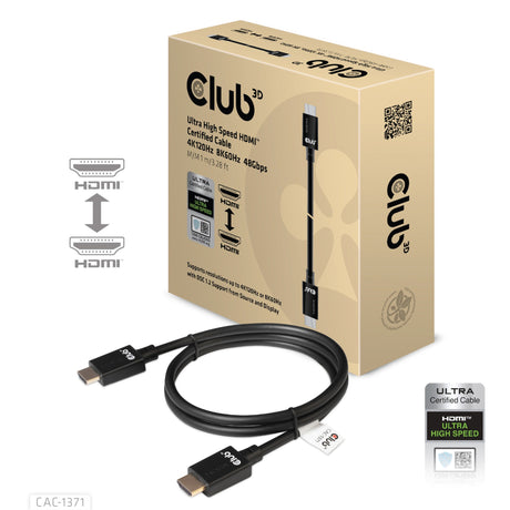 Club 3D ultra højhastigheds HDMI-kabel (sort, 1 meter, 4K 120Hz, 8K 60Hz, 48Gbps)