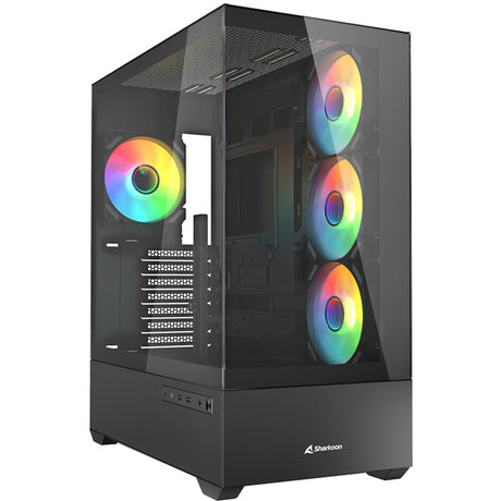 Sharkoon ak6 rgb midi tårnhus (sort | 2x usb-a | 1x usb-c | rgb | hærdet glas)