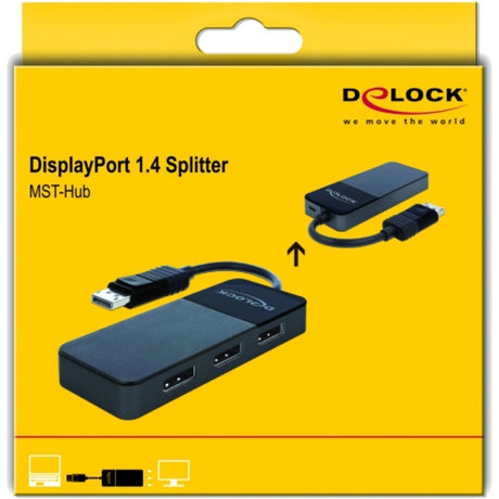 Delock displayport 1,4 tommer > 3x displayport ud displayport splitter (sort, 0,12 meter)