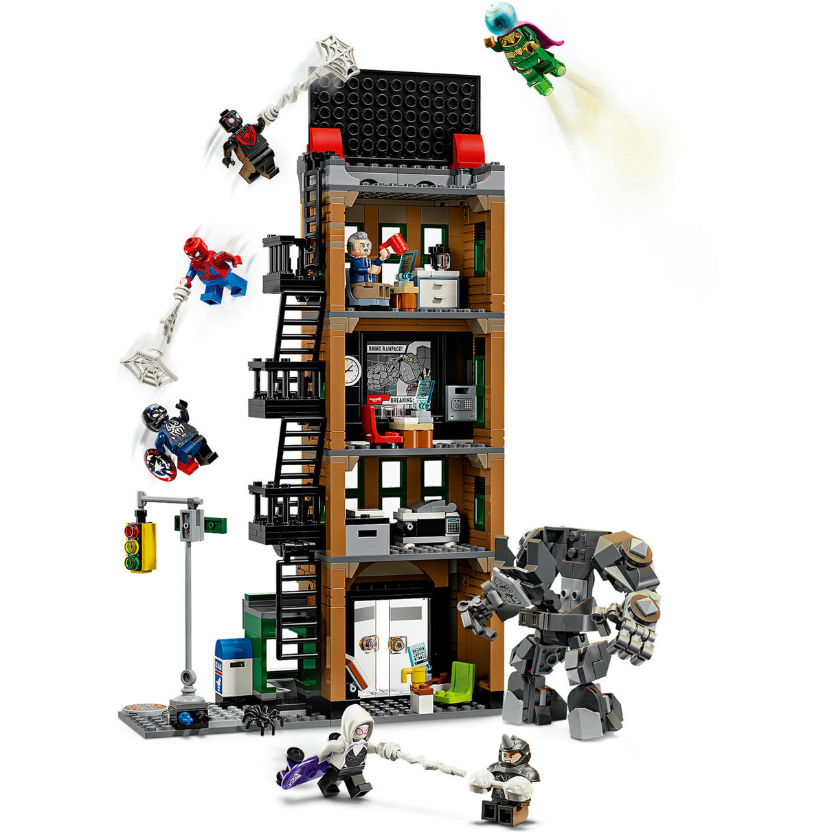 Lego superhelte 76342 marvel spider-man vs. mysterio: den daglige bugle
