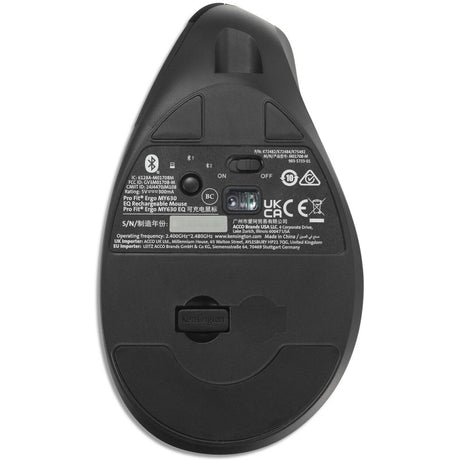 Kensington pro fit ergo my630 eq genopladelig mus (sort, 1000 - 2400 dpi, Bluetooth, 2,4 GHz)