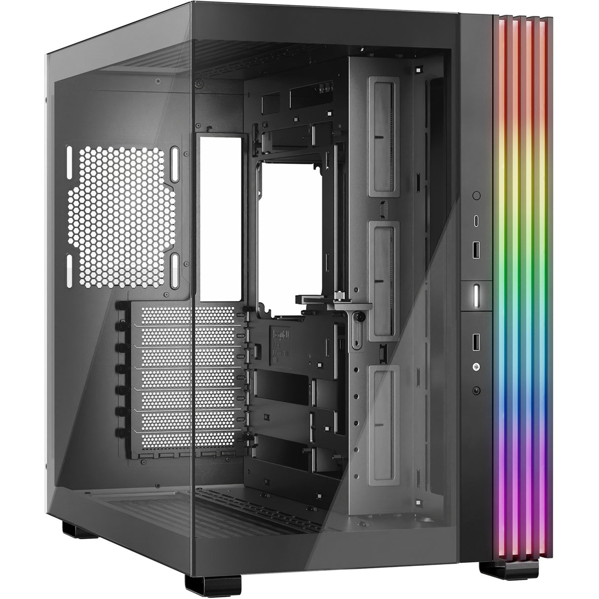 Vær stille! lys base 600 dx midi tårnhus (sort | 2x USB-A | 1x USB-C | RGB | vindue)