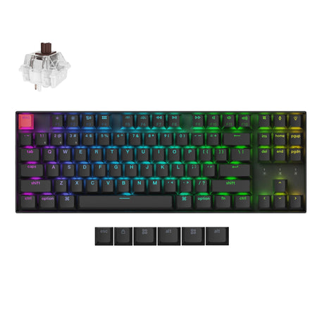Keychron k8x-h3 rgb mekanisk tastatur (sort, us layout (qwerty), super brun, 80% (tkl), rgb, cherry double-shot pbt keycaps, hot swap, bluetooth | usb-c)