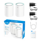 Cudy ac1200 gigabit mesh wi-fi system (2-pack) mesh router (hvid)