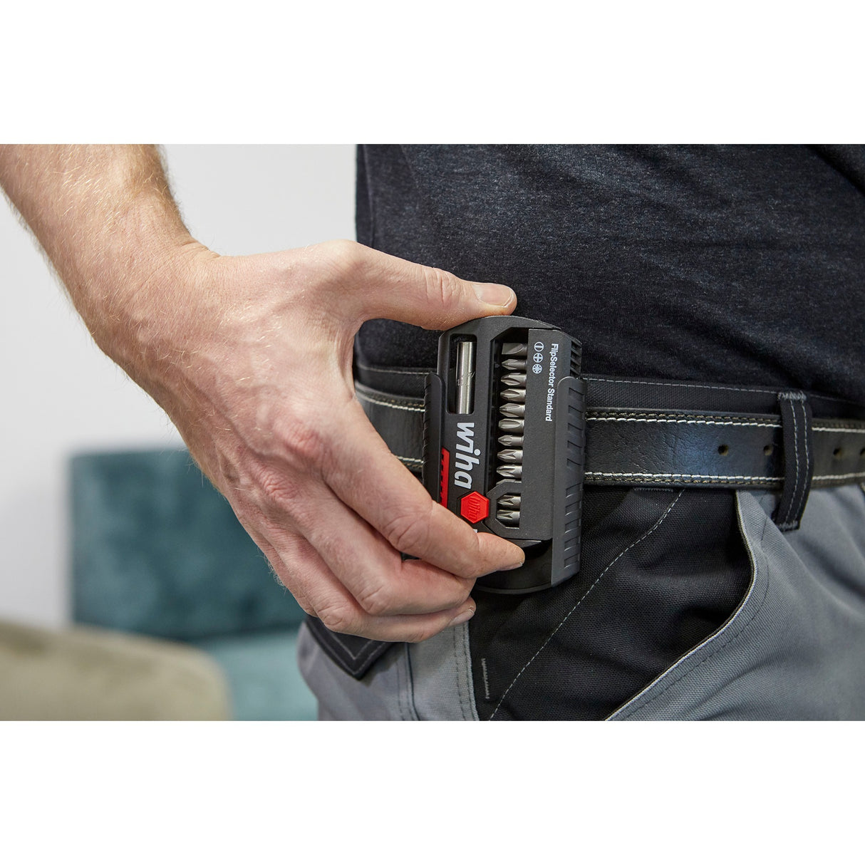 Wiha bit sæt flip vælger standard 25 mm (sort rød, Phillips, Pozidriv, Torx® 13-delt 1 4 C6.3 med bælteclips)