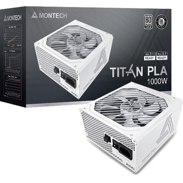 Montech titan pla modulær 1000 watt strømforsyning (hvid, 2x pcie)