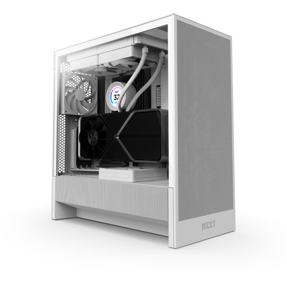Nzxt h5 flow v2 midi tårnhus (hvid | 1x USB-A | 1x USB-C | hærdet glas)