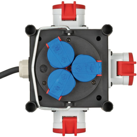 Brennerstuhl kompakt gummi strømfordeler bsv 3 ls e 16 2 ip44 1 meter stikkontakt (sort, 3x jordet, 3x cee)