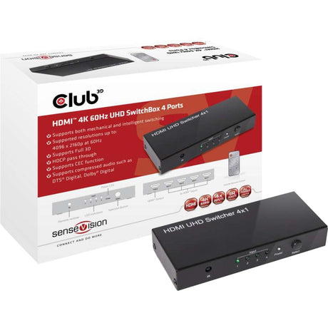 Club 3D HDMI 2.0 UHD Switchbox 4 Ports Adapter (sort, CSV-1370)