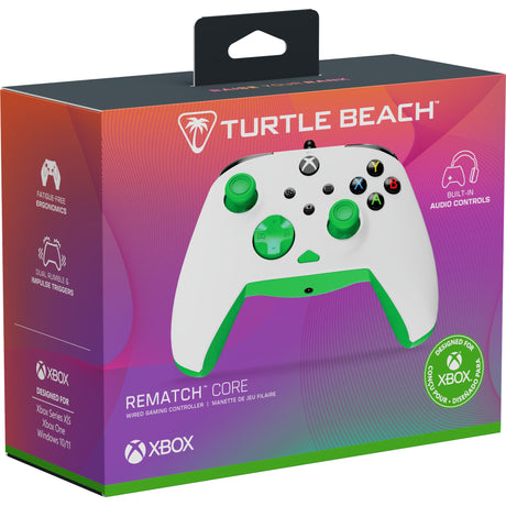 Turtle beach rematch core bedrade controller (wit groen, xbox serie x|s, xbox one, pc)