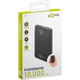 Goobay powerbank kompakt 10.000 mah (sort, 10 ah, 1x USB-A, 1x USB-C, strømforsyning, hurtig opladning)
