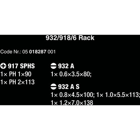 Wera 932 s 6 skruetrækkersæt kraftform + holder (sort gul, 6 stk.)