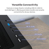 Montech x5 midi tårnhus (sort | 2x USB-A | 1x USB-C | hærdet glas)