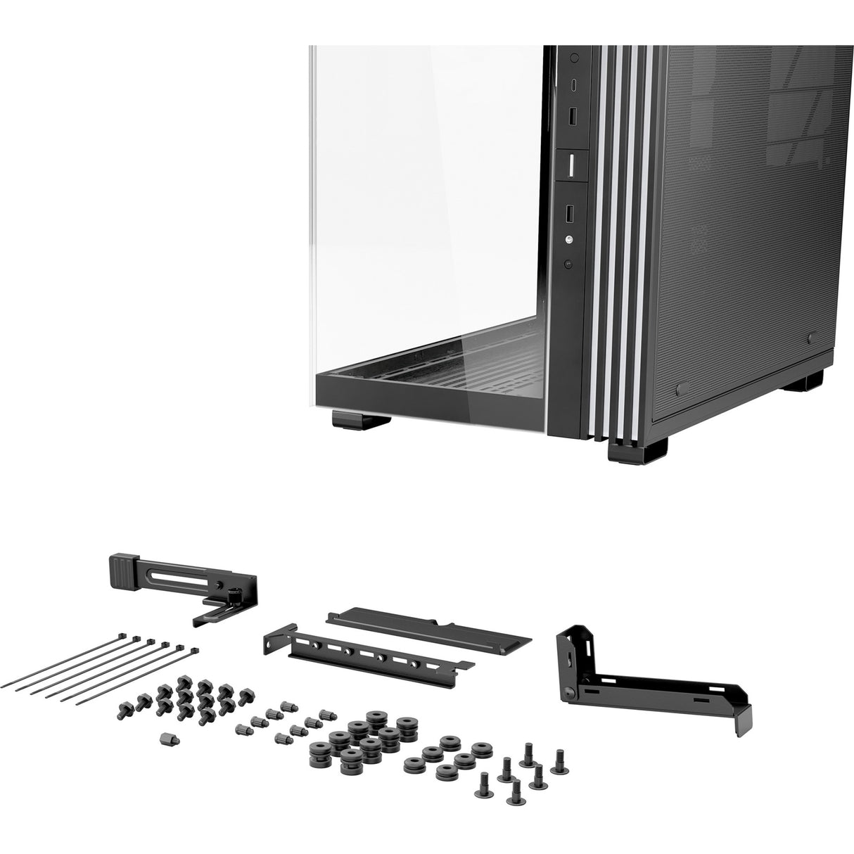 Vær stille! lys base 600 lx midi tårnhus (sort | 2x USB-A | 1x USB-C | RGB | vindue)