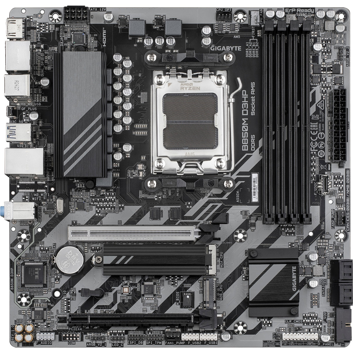 Gigabyte b850m d3hp socket am5 bundkort (raid, gb-lan, lyd, µatx)