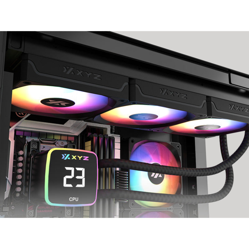 Xyz pc gear aquapulse aio 360 vandkøling (sort, argb, pwm)