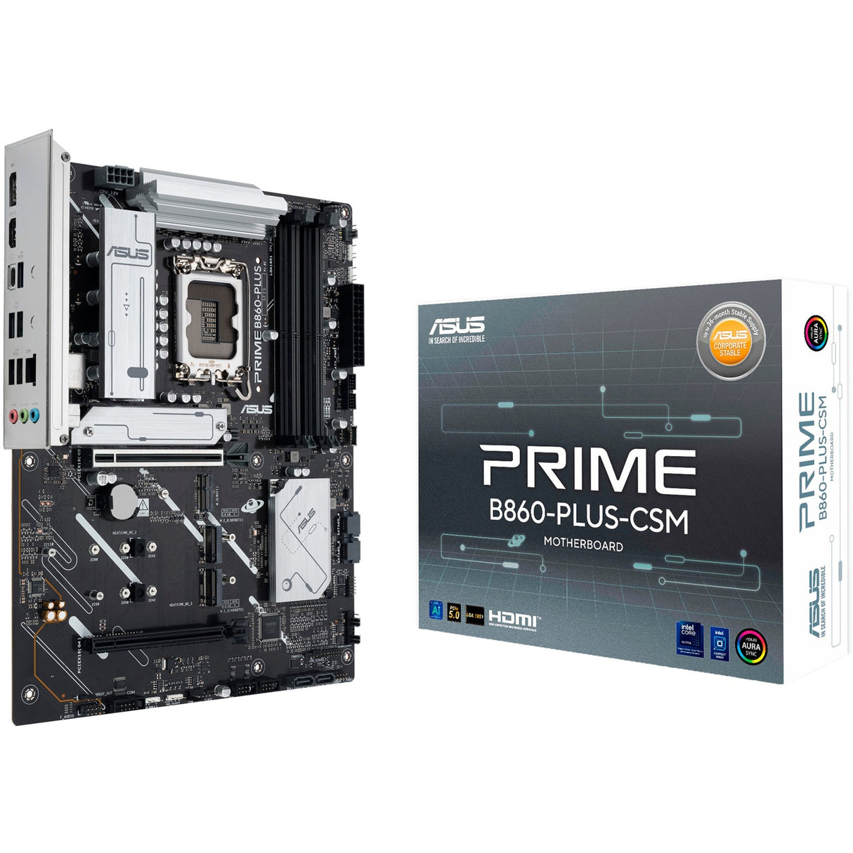 Asus Prime B860-Plus-CSM Socket 1851 bundkort (RAID, 2,5 GB-LAN, lyd, ATX)