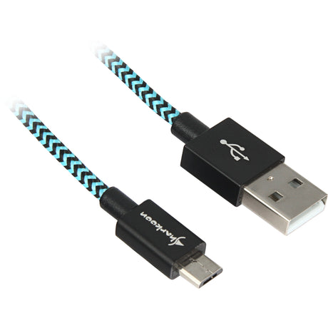 Sharkoon USB 2.0-kabel, USB-A > micro-USB B (sort lyseblå, 1 meter)