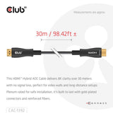 Club 3d hdmi hybride aoc kabel 8k60hz 4k120hz 30m (zwart)