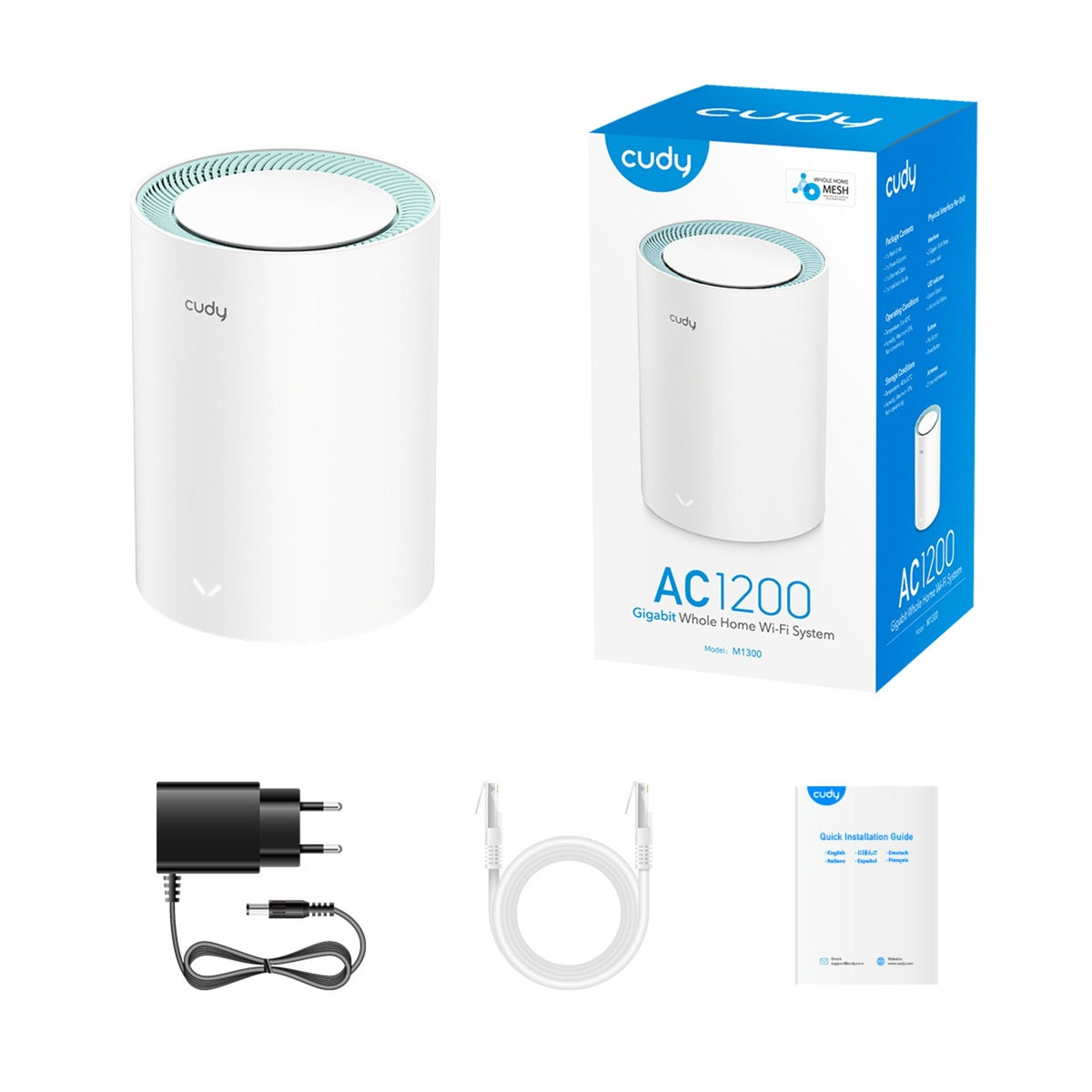 Cudy ac1200 gigabit mesh wi-fi system (1-pak) mesh router (hvid)