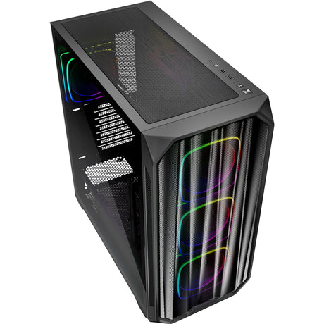 Sharkoon ak5m rgb midi tårnhus (sort | 2x usb-a | 1x usb-c | rgb | hærdet glas)
