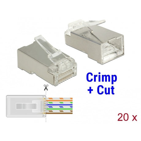 Delock rj45 crimp+cut stik kat.6 stp stik (gennemsigtigt, 20 stk.)