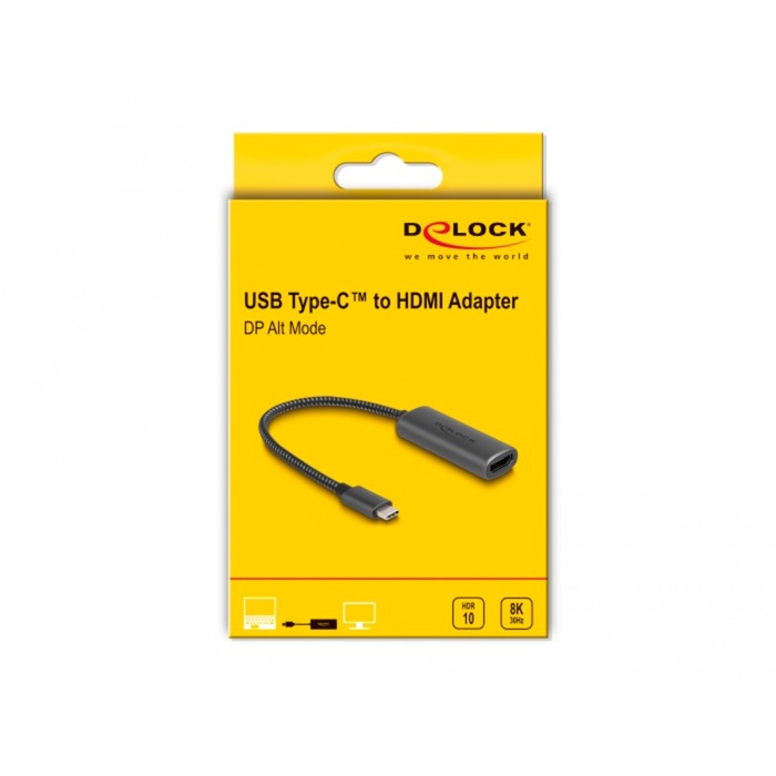 Delock USB-C (han) > HDMI (hun) (DP Alt-tilstand) adapter (grå, 0,2 meter)