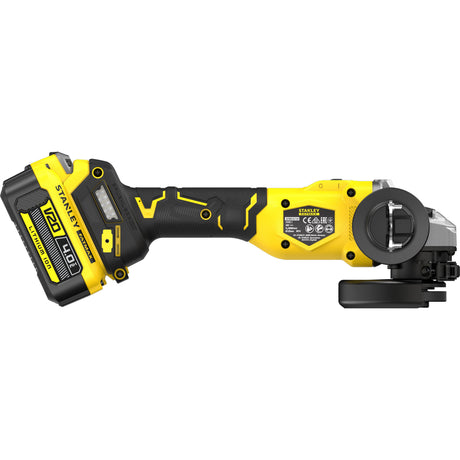 Stanley fatmax v20 18v vinkelsliber 125mm (sort gul, batteri og oplader medfølger, med etui)