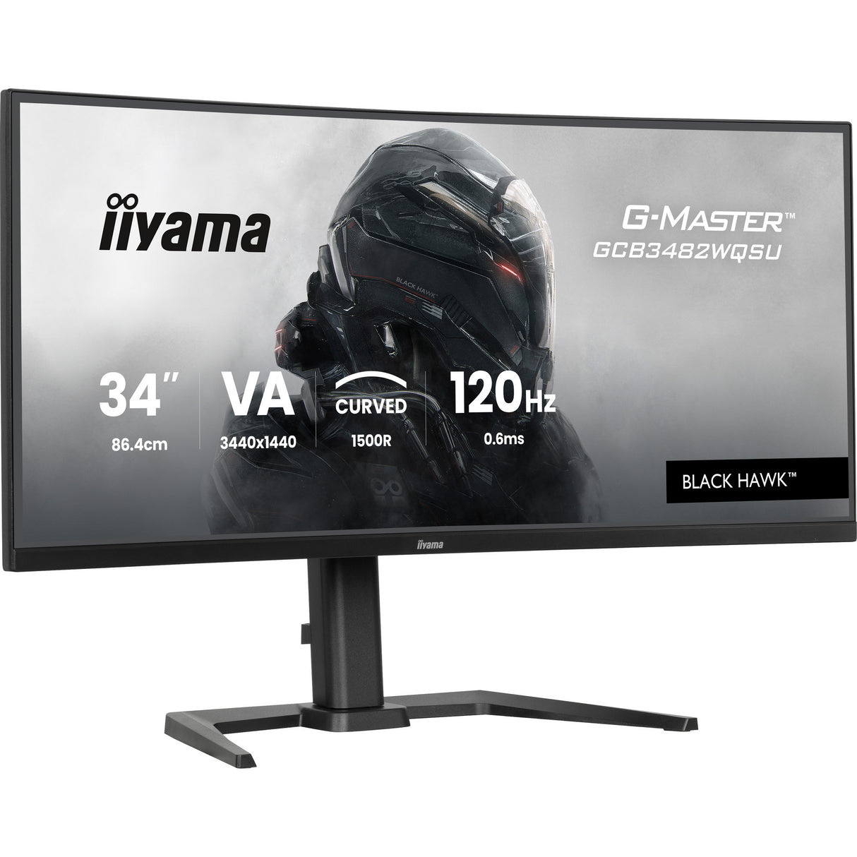 Iiyama G-Master Black Hawk GCB3482WQSU-B1 34 buet Ultrawide Gaming Monitor (sort, 2x HDMI, Display Port, 2x USB-A, USB-B, 2x USB-C, 120 Hz)