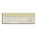 Iqunix f97 floral date rgb mekanisk gaming-tastatur (grøn, us-layout (qwerty), gateron rød, 96%, rgb-lysdioder, hot-swappable, pbt, 2.4ghz | bluetooth 5.1 | usb-c)