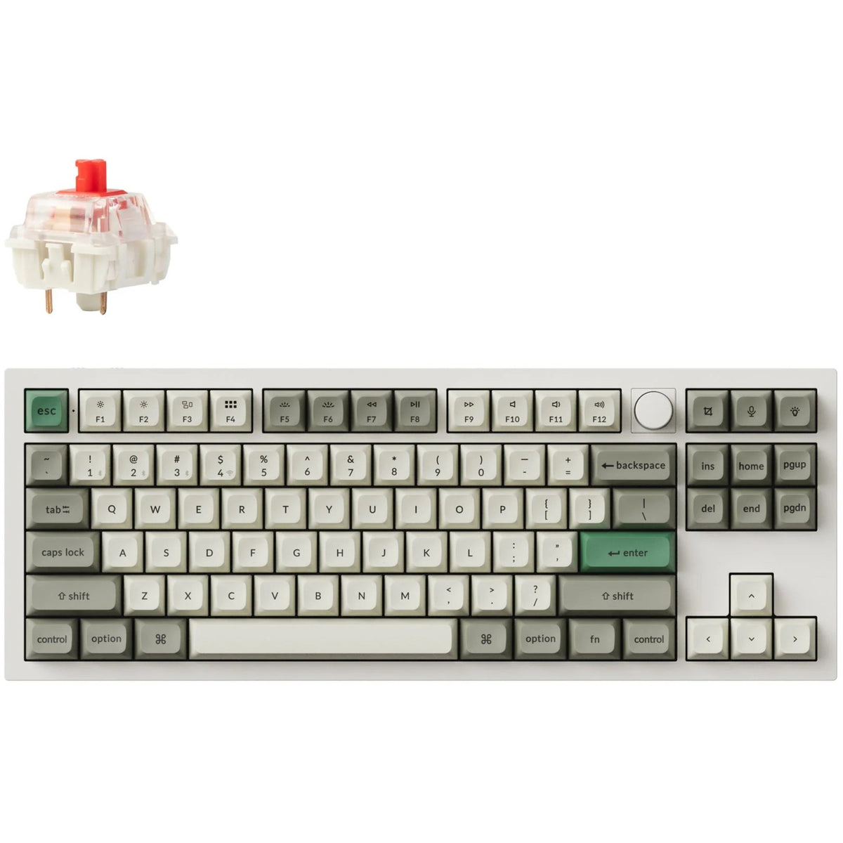 Keychron Q3 Max-P1 RGB mekanisk tastatur (hvidt, amerikansk layout (QWERTY), Gateron Jupiter Red, 80% (TKL), RGB LED'er, KSA double-shot PBT, hot swap, knap, 2,4GHz | Bluetooth 5.1 | USB-C)