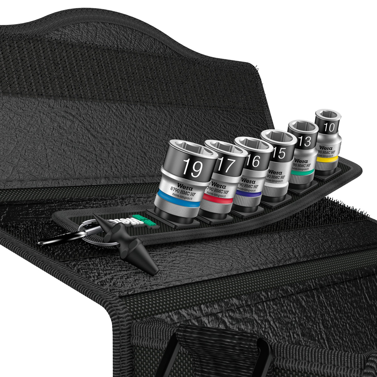 Wera belt c 1 zyklop topnøglesæt, 1 2 topnøgle (sort, 7-delt, med holdefunktion)