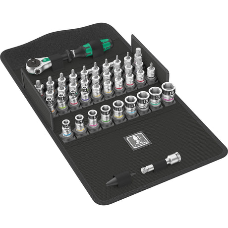 Wera 8100 SA all-in zyklop speed skraldesæt, 42-delt værktøjssæt (sort grøn, 1 4-drev, med holdefunktion, metrisk)